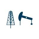 Icono de una cig&uulm;eña de petróleo y una torre